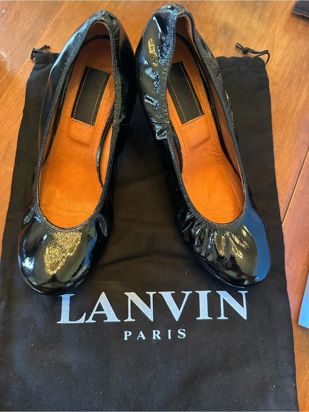 Lanvin Black Patent Leather Women's Ballet Heel